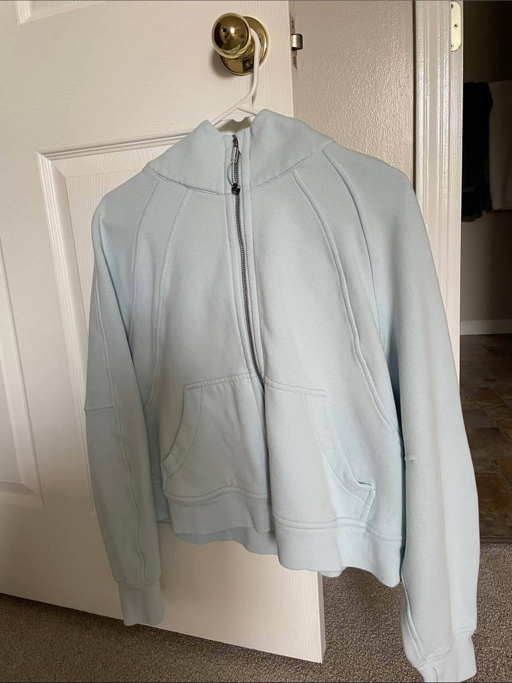 Lululemon Light Blue Zip-Up Scuba Hoodie